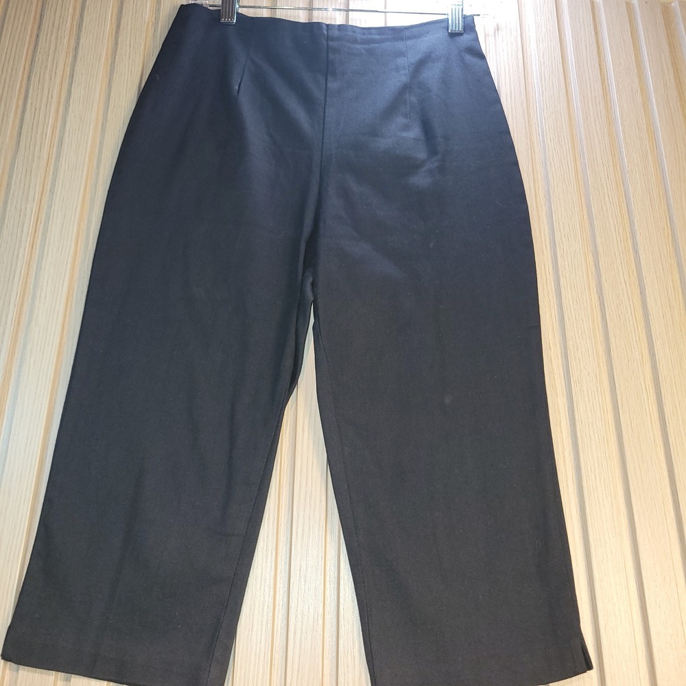 Park Avenue Womens Black Cropped Pants High Waist Straight Leg Made in USA  9
